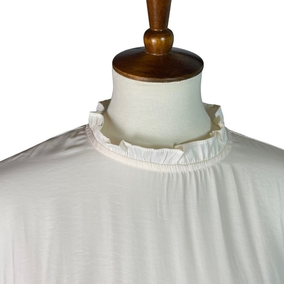 NWT GLAM Cream High Neck Balloon Long Sleeve Blouse Top - Size Large - Picture 3 of 11